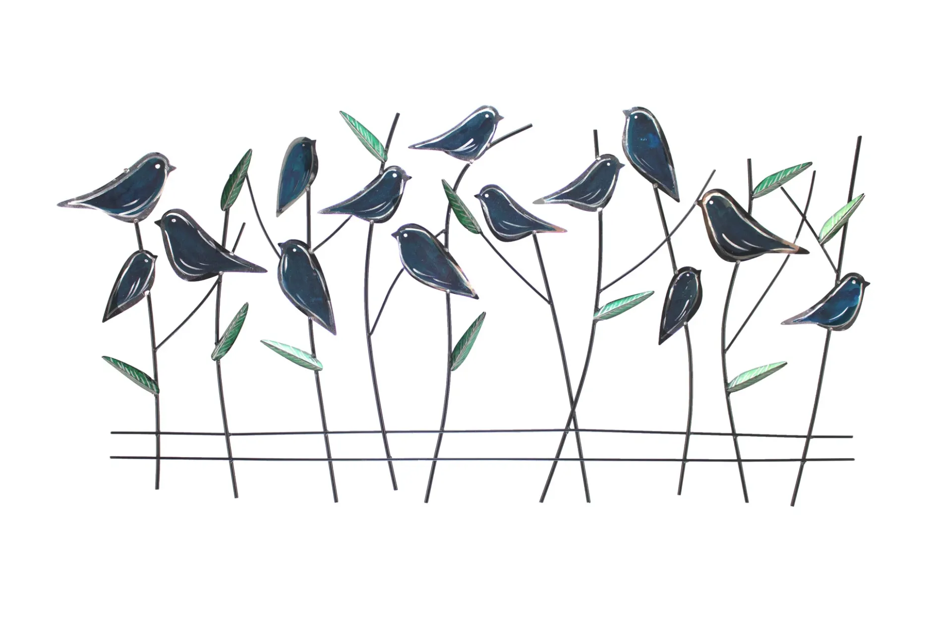 Wanddeko Metall 'Blaumerlen' 120x60x3cm