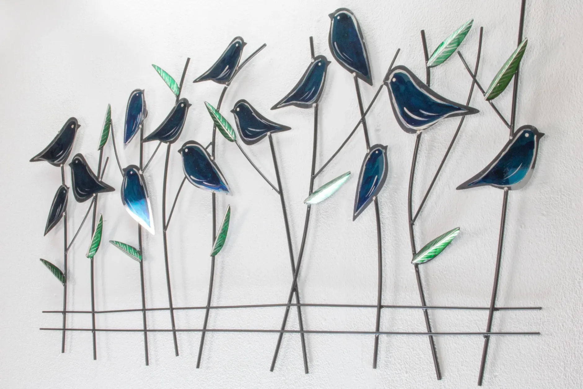 Wanddeko Metall 'Blaumerlen' 120x60x3cm
