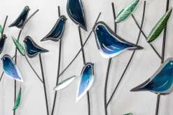 Wanddeko Metall 'Blaumerlen' 120x60x3cm