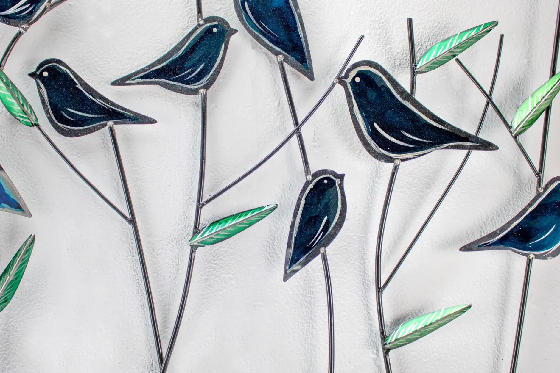 Wanddeko Metall 'Blaumerlen' 120x60x3cm