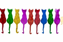 Wanddeko Metall 'Colorful Cats' 116x46x2,5cm