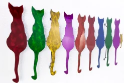 Wanddeko Metall 'Colorful Cats' 116x46x2,5cm