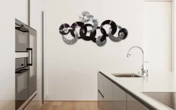 Wanddeko Metall 'Dialog der Kreise' 124x72x8cm