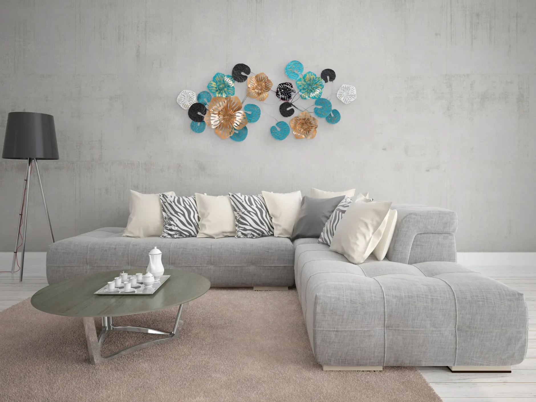 Wanddeko Metall 'Frostiges Feld' 157x70x8cm