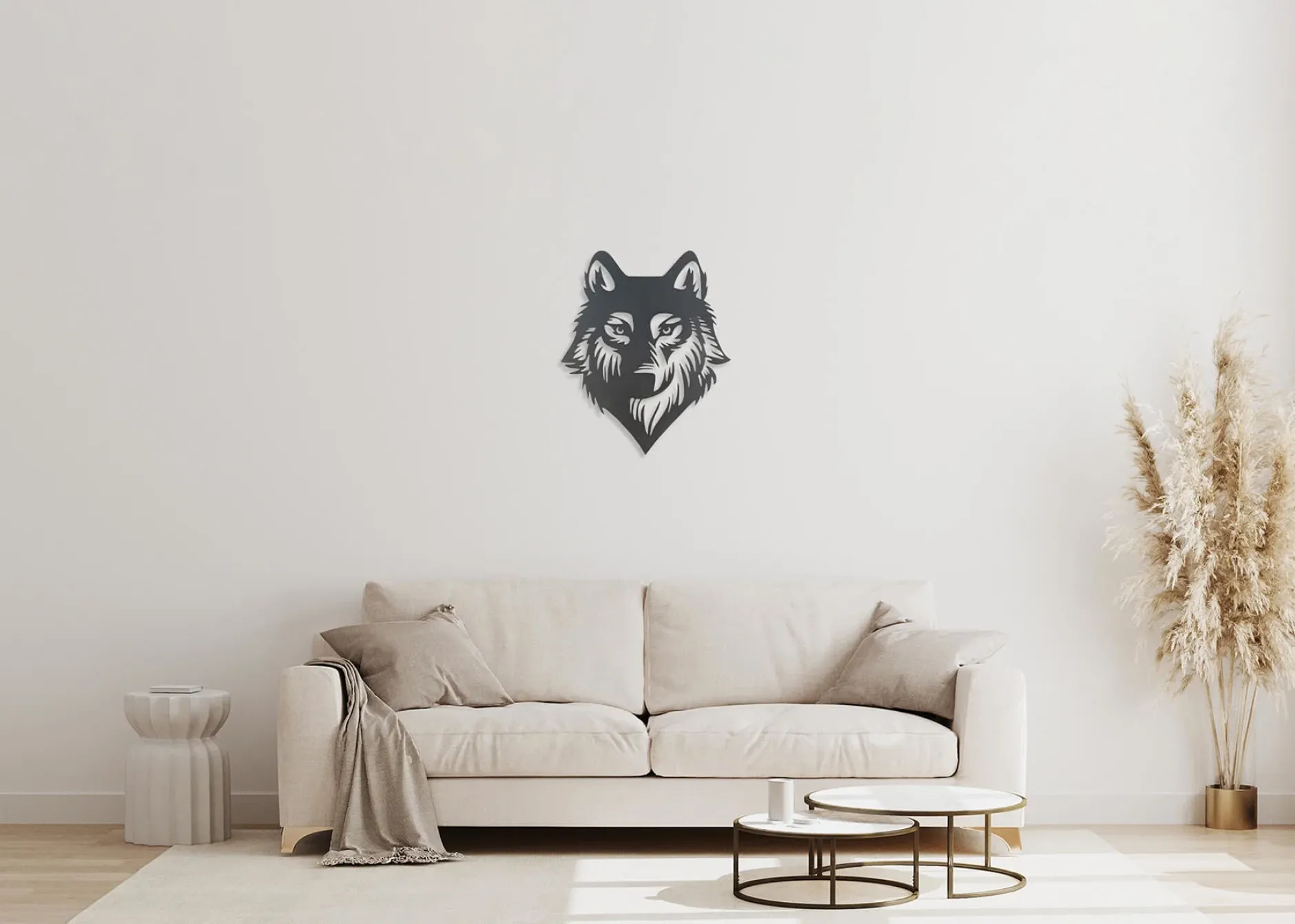 Wanddeko Metall 'Geschichte des Wolfs' 68x82x2cm
