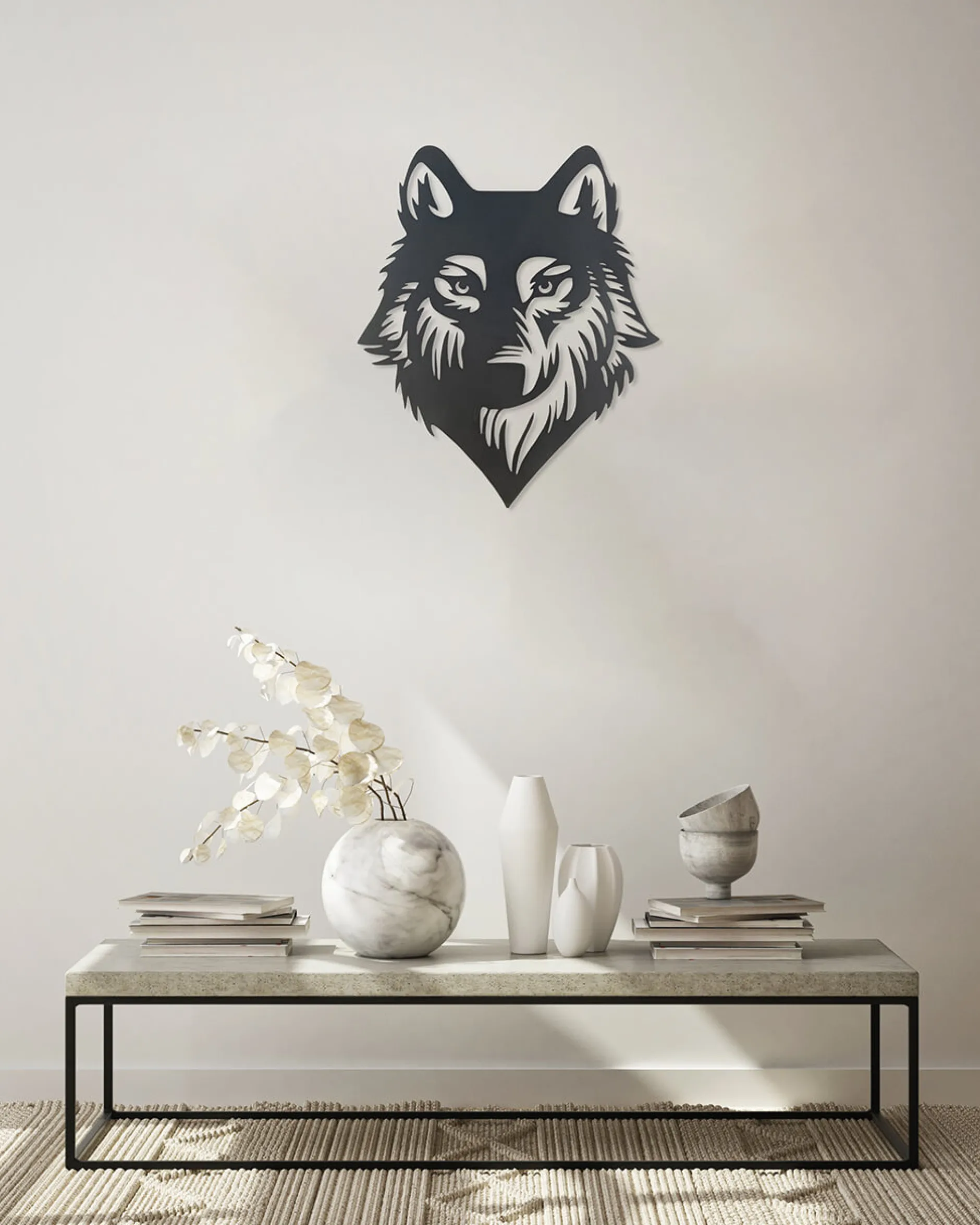 Wanddeko Metall 'Geschichte des Wolfs' 68x82x2cm