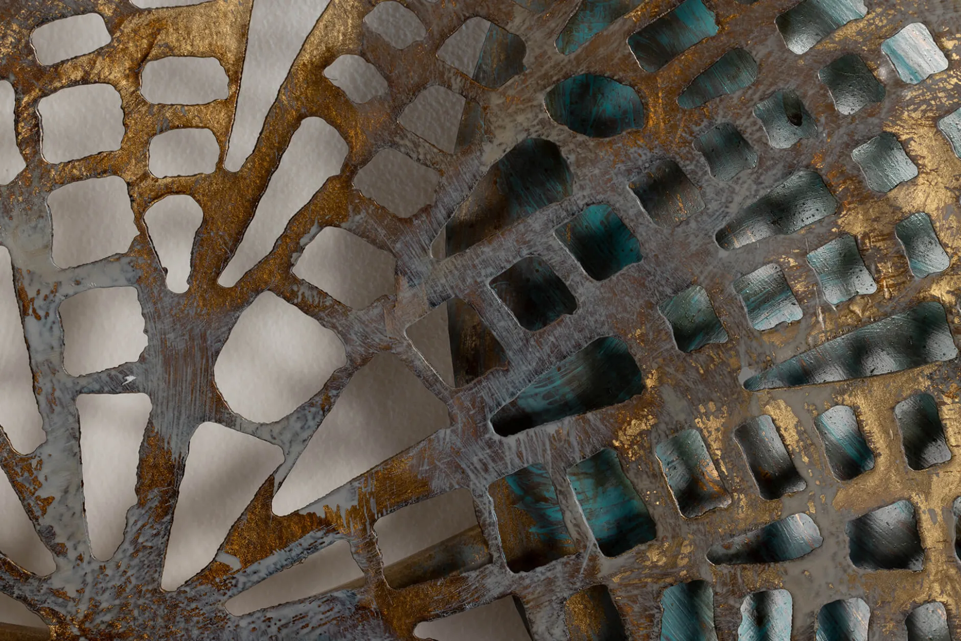 Wanddeko Metall 'Gilded Water Lilies' 100x60x4cm