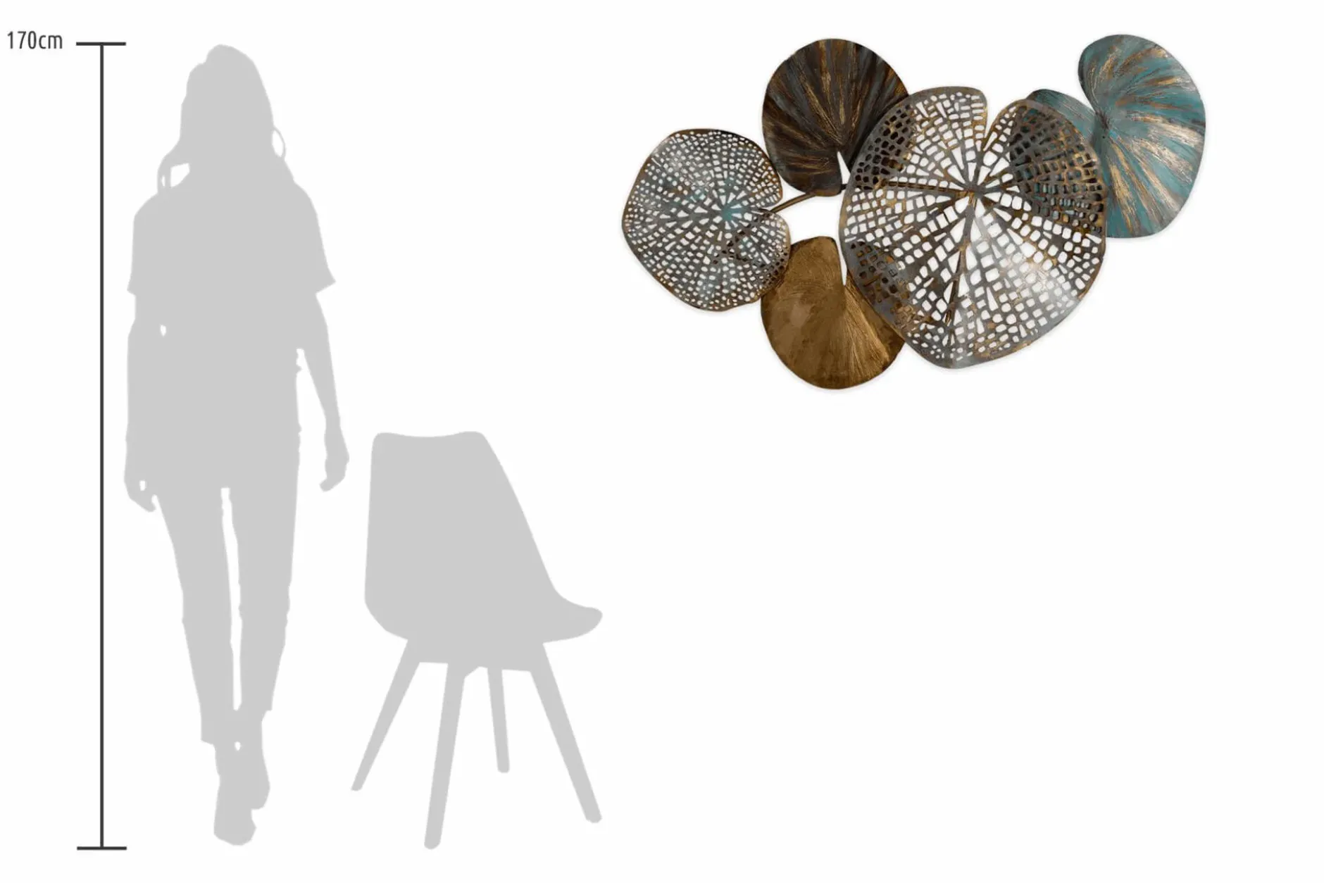 Wanddeko Metall 'Gilded Water Lilies' 100x60x4cm