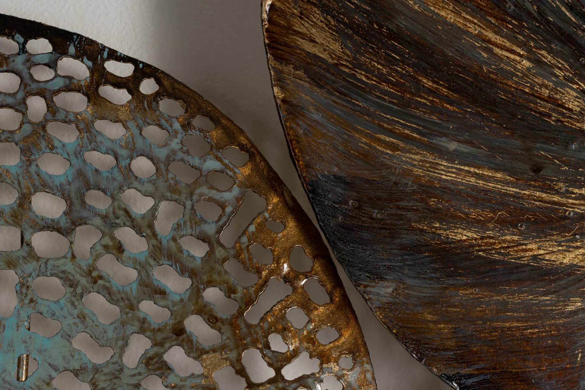 Wanddeko Metall 'Gilded Water Lilies' 100x60x4cm