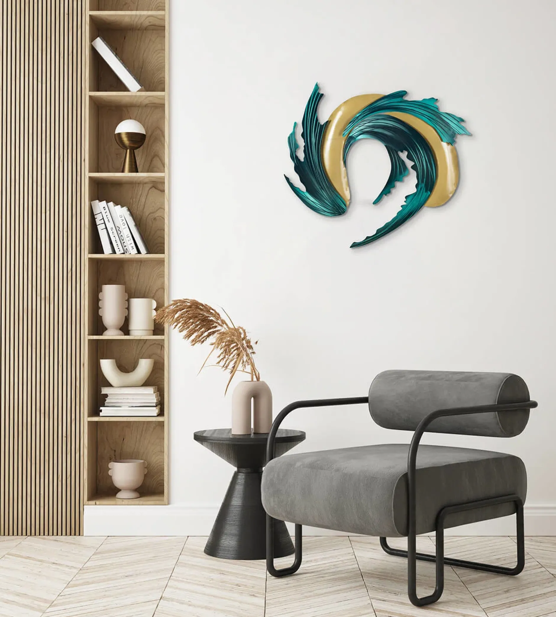 Wanddeko Metall 'Goldene Schaumkrone' 86x78x6cm