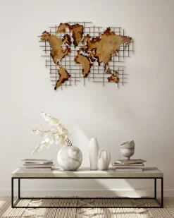 Wanddeko Metall 'Golden World' 100x75x3cm