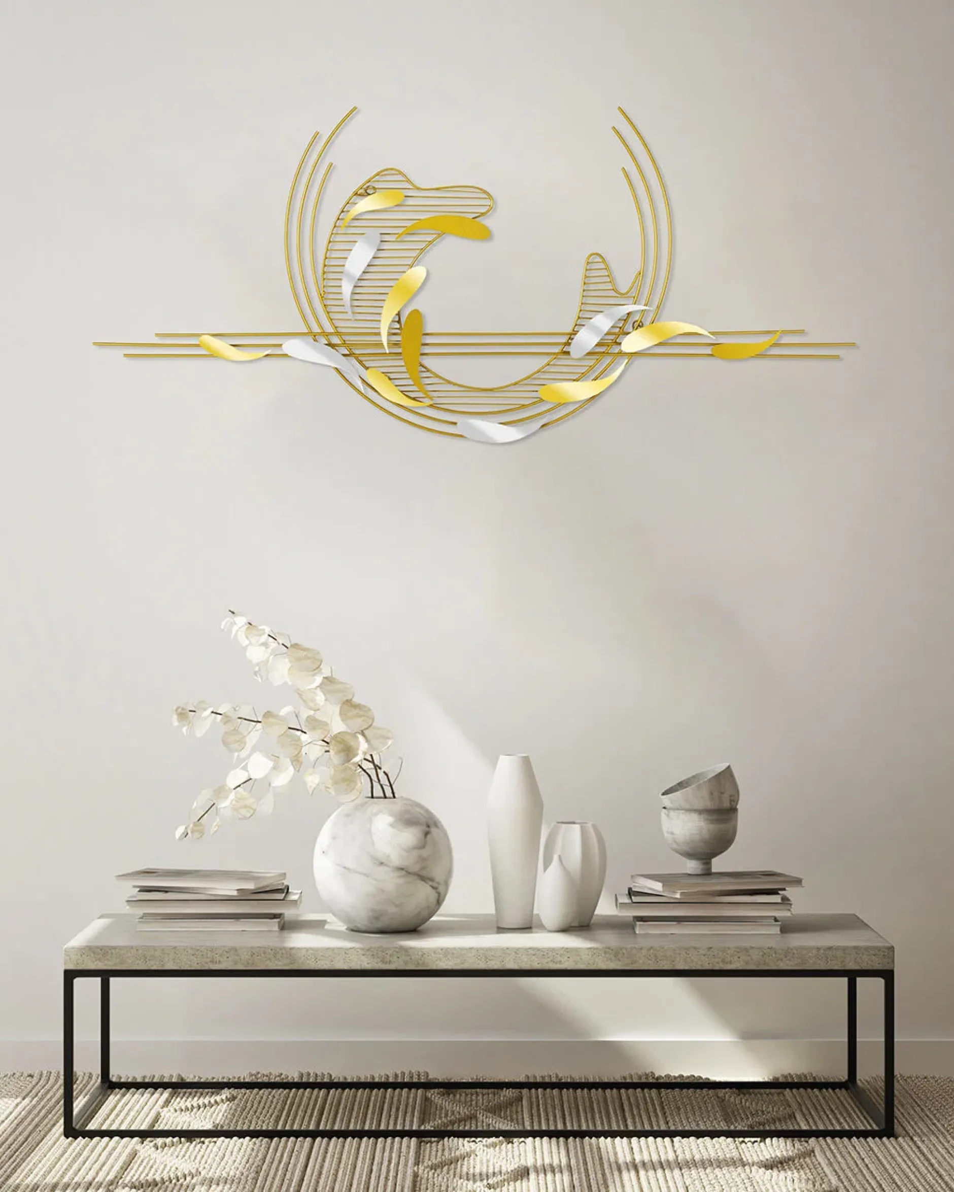 Wanddeko Metall 'Kreislauf der Fische' 121x53x6cm