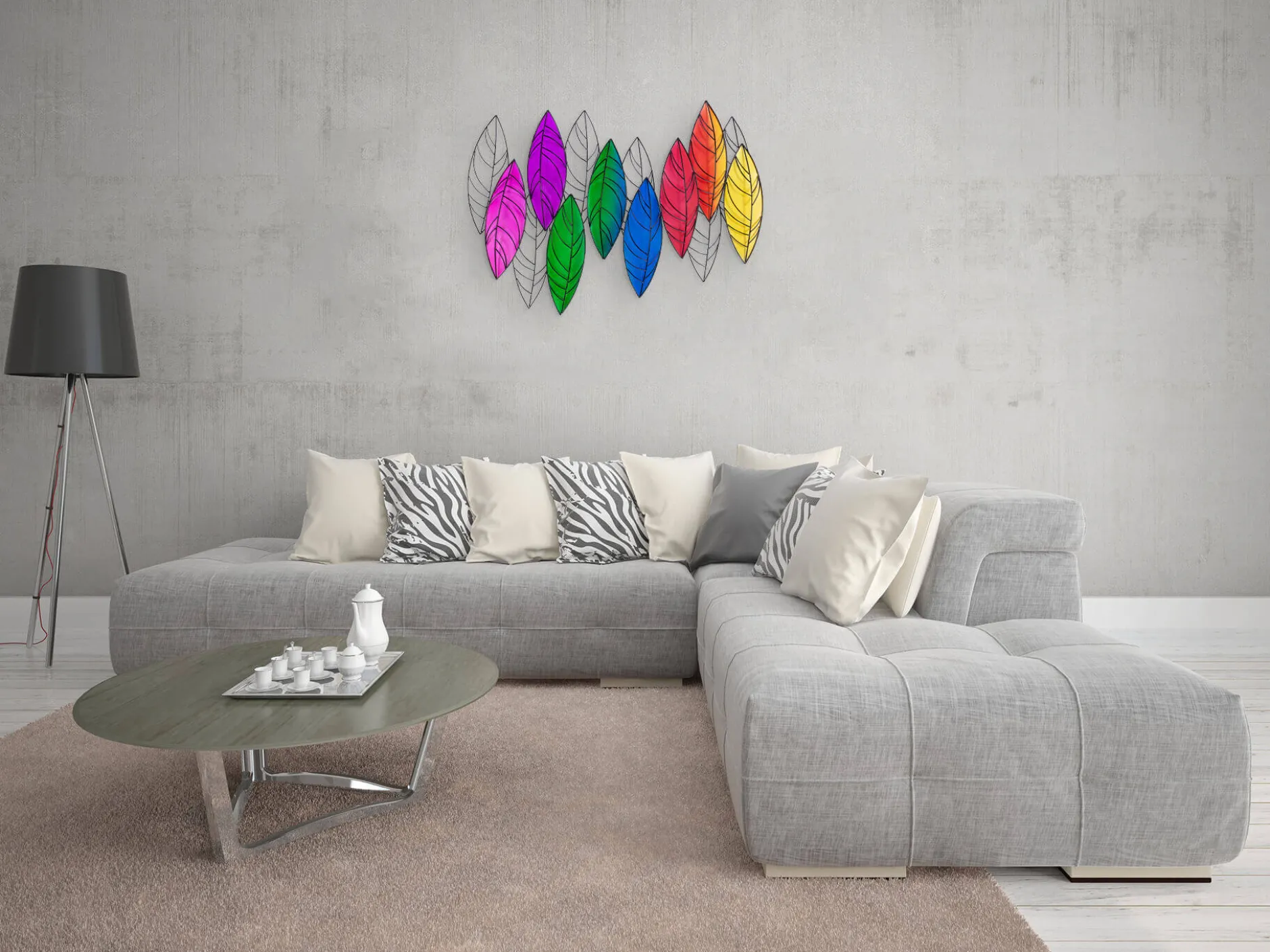 Wanddeko Metall 'Magische Blattwelt' 117x82x8cm