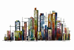 Wanddeko Metall 'Rainbow City' 120x60x3cm