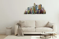 Wanddeko Metall 'Rainbow City' 120x60x3cm