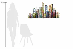 Wanddeko Metall 'Rainbow City' 120x60x3cm