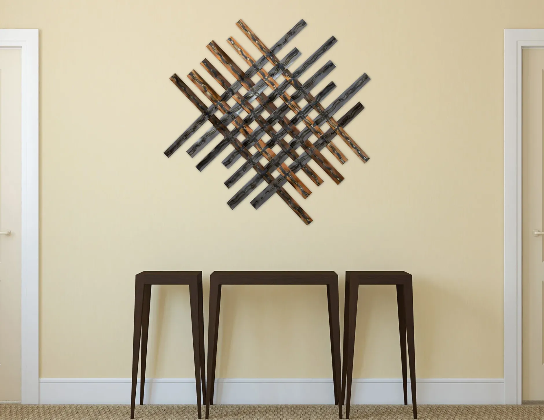 Wanddeko Metall 'Schimmerndes Licht' 100x100x3cm