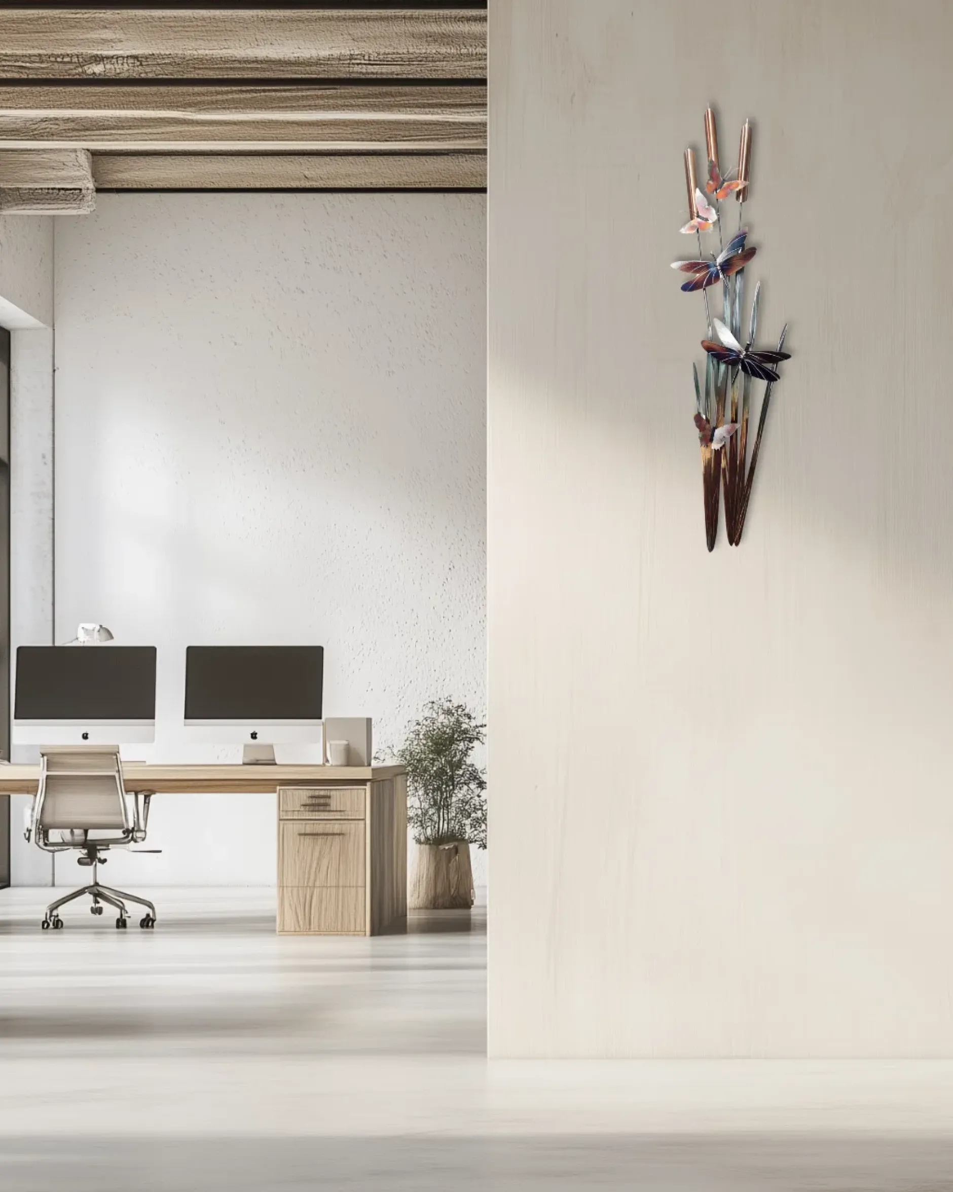 Wanddeko Metall 'Schmetterlingsidyll' 30x120x5cm