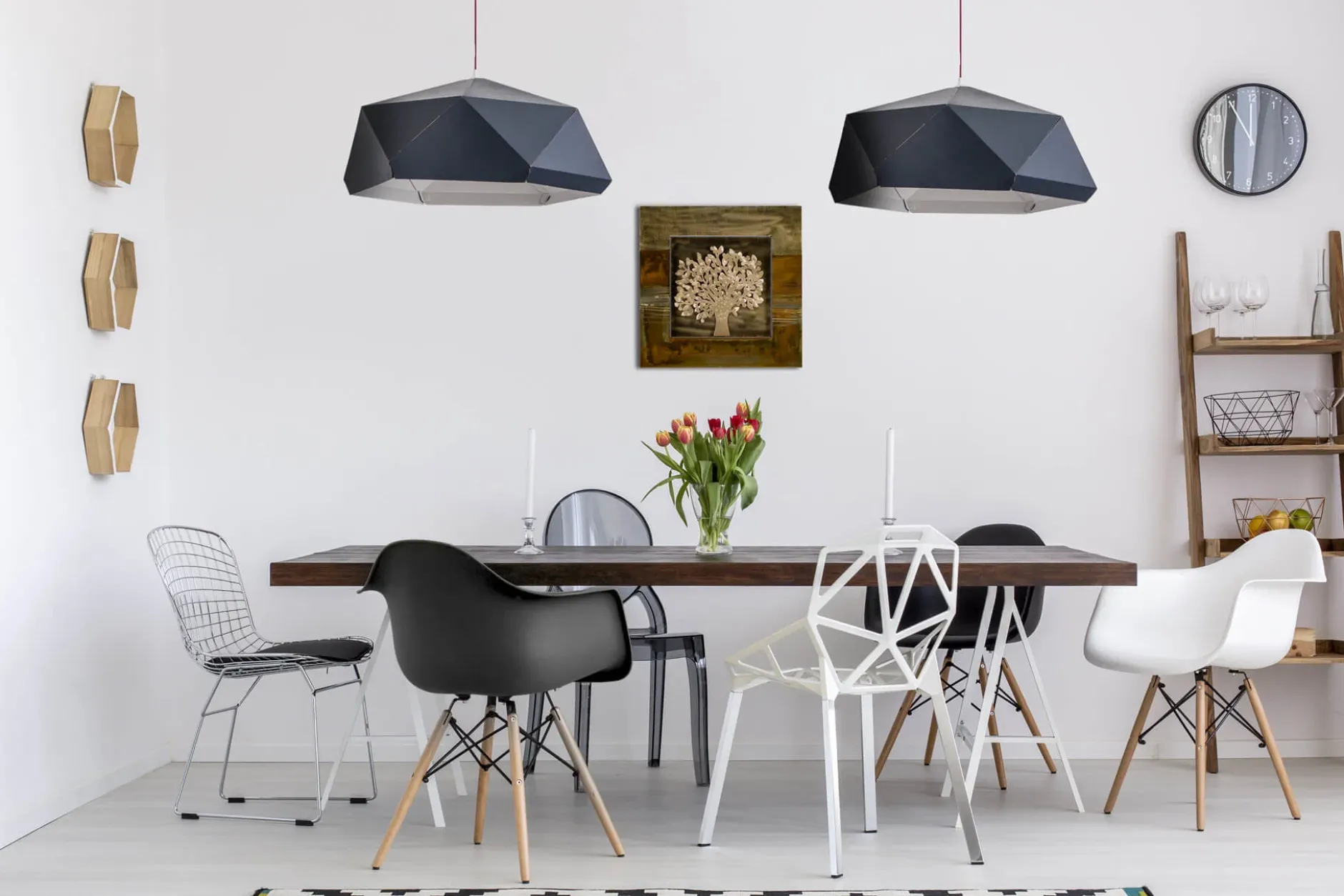 Wanddeko Metall 'Silver Giant' 55x55x3,5cm