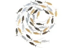 Wanddeko Metall 'Versammlung der Fische' 78x89x5cm