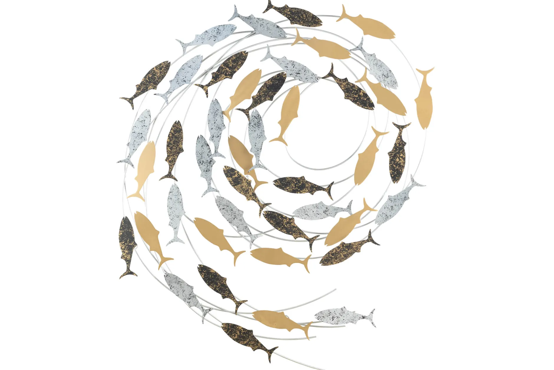 Wanddeko Metall 'Versammlung der Fische' 78x89x5cm