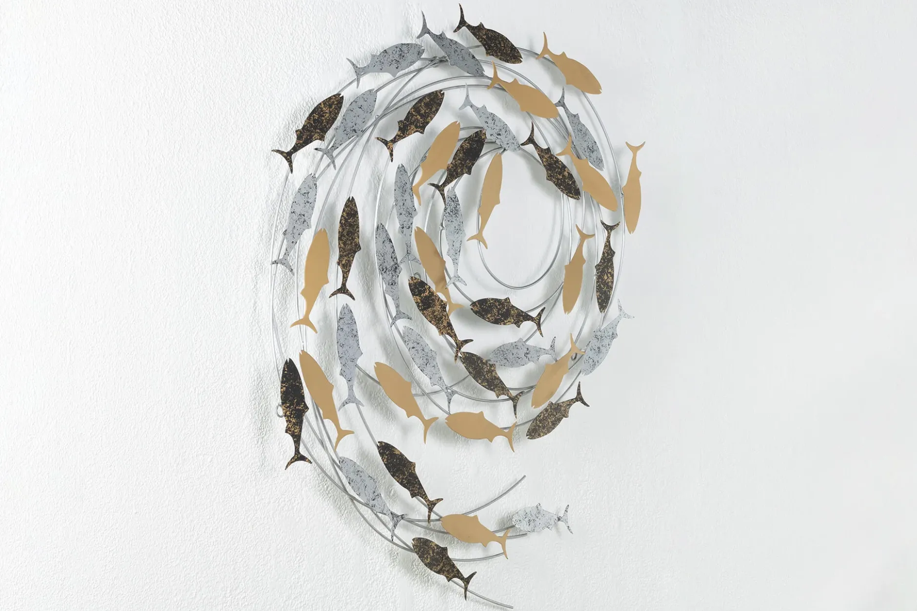 Wanddeko Metall 'Versammlung der Fische' 78x89x5cm