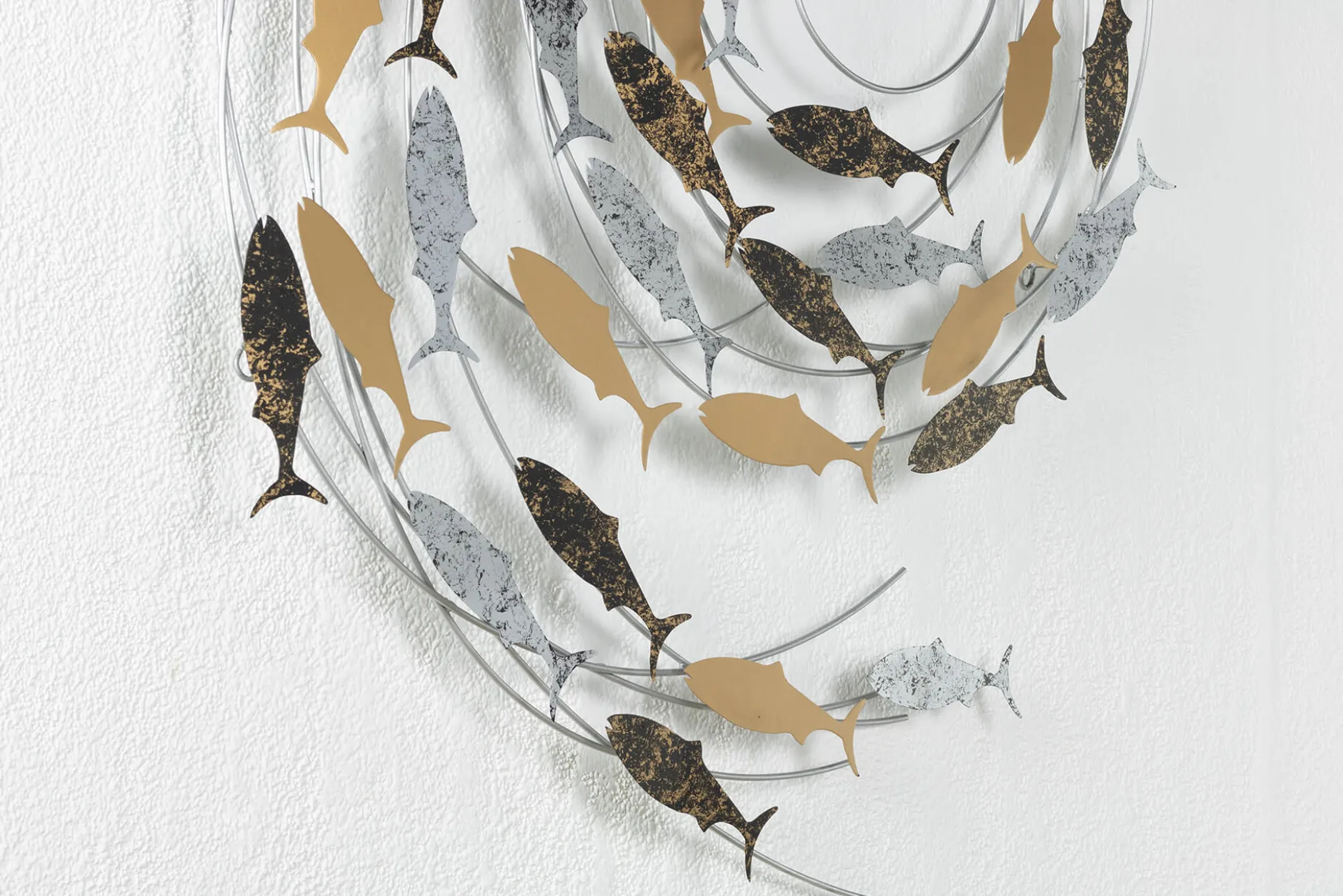 Wanddeko Metall 'Versammlung der Fische' 78x89x5cm