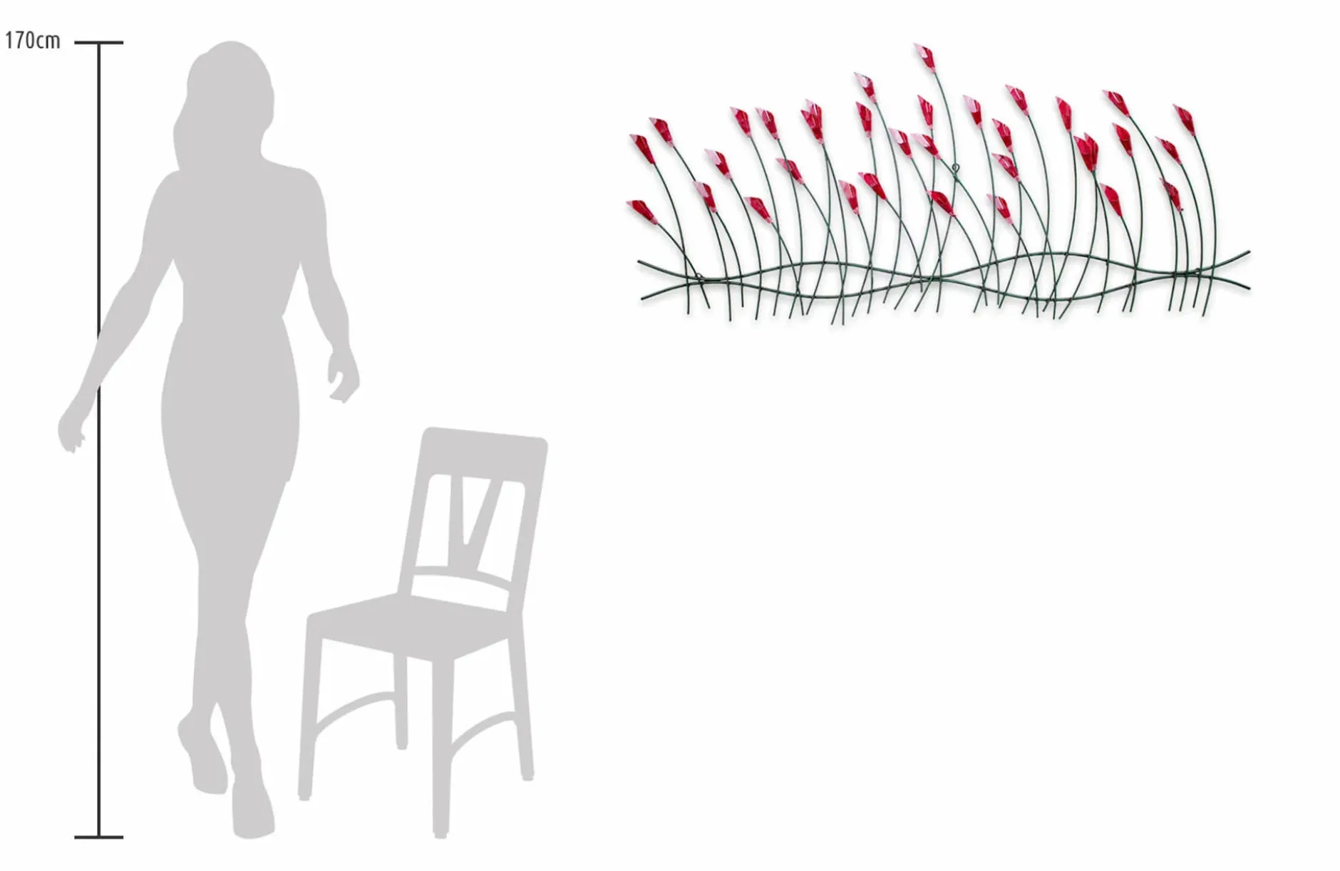 Wanddeko Metall 'Verspielte Blumen' 123x55x5cm
