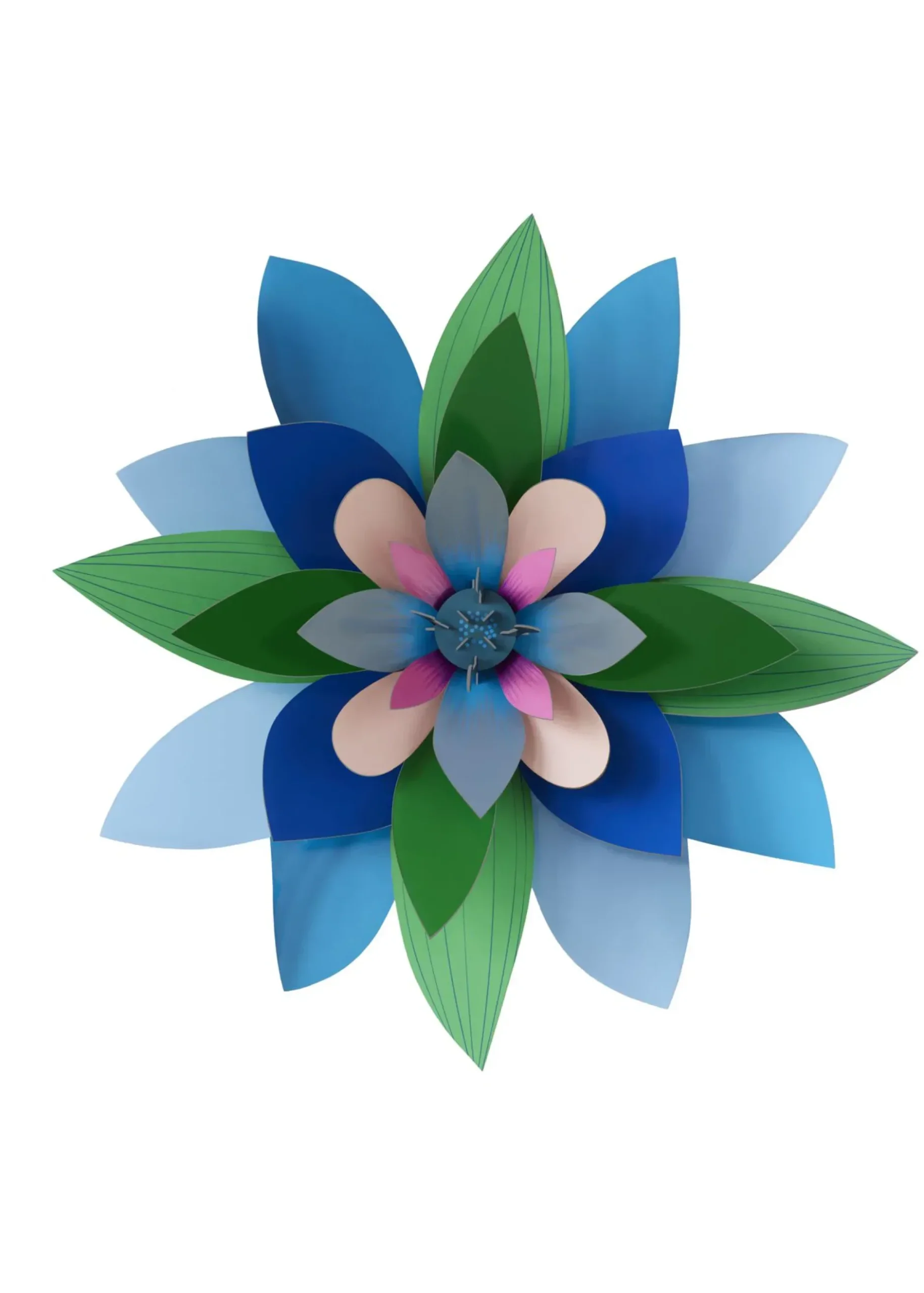 Wanddeko Papier 'Azurblaues Blütenblatt'