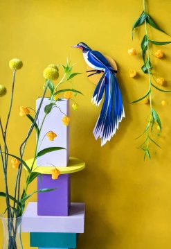Wanddeko Papier 'Azurflügel-Vogel'