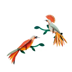 Wanddeko Papier 'Feuriges Vogel-Duo'