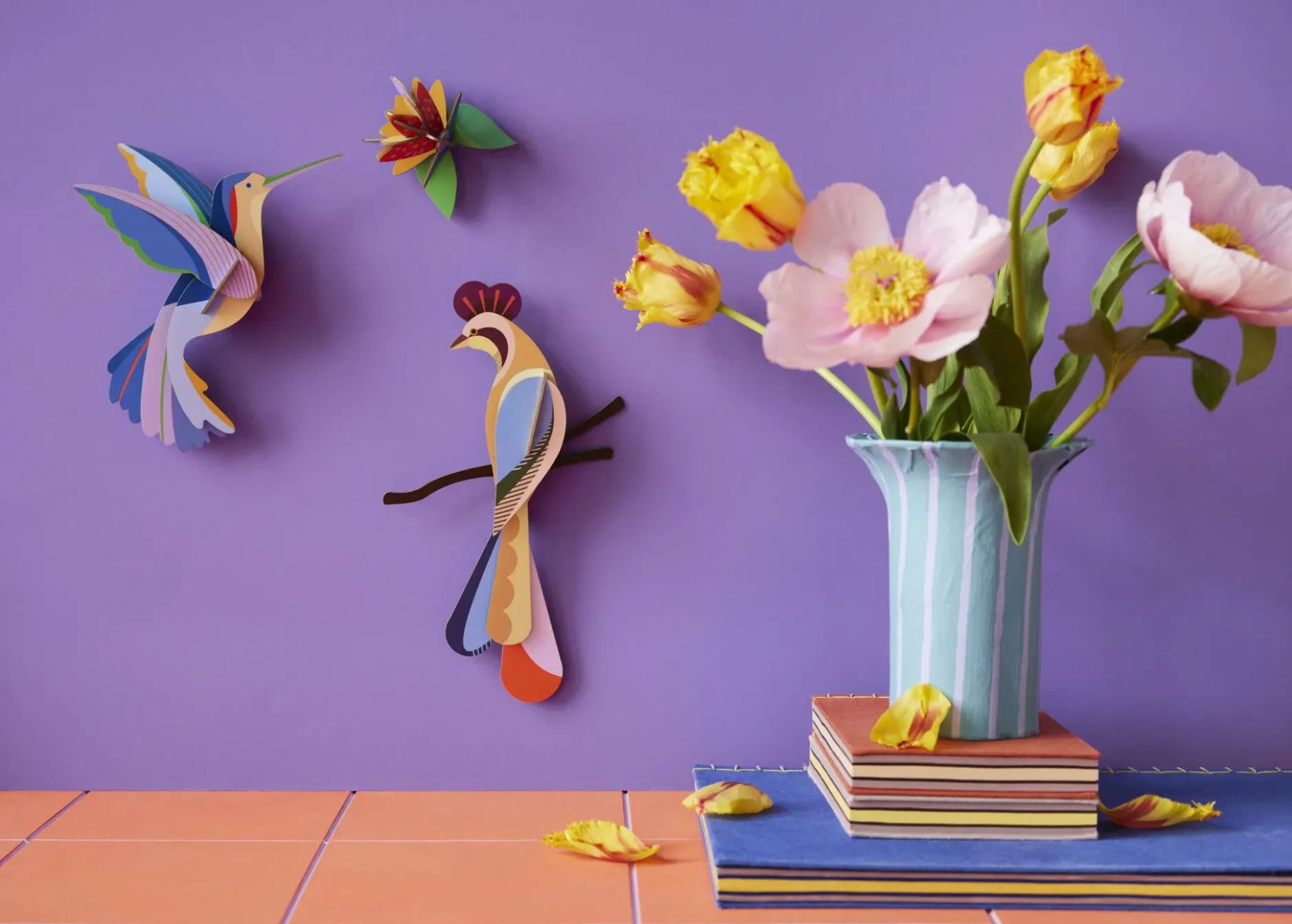 Wanddeko Papier 'Flattern & Blühen'