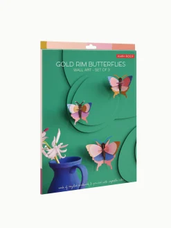 Wanddeko Papier 'Gedämpftes Flügel-Trio'