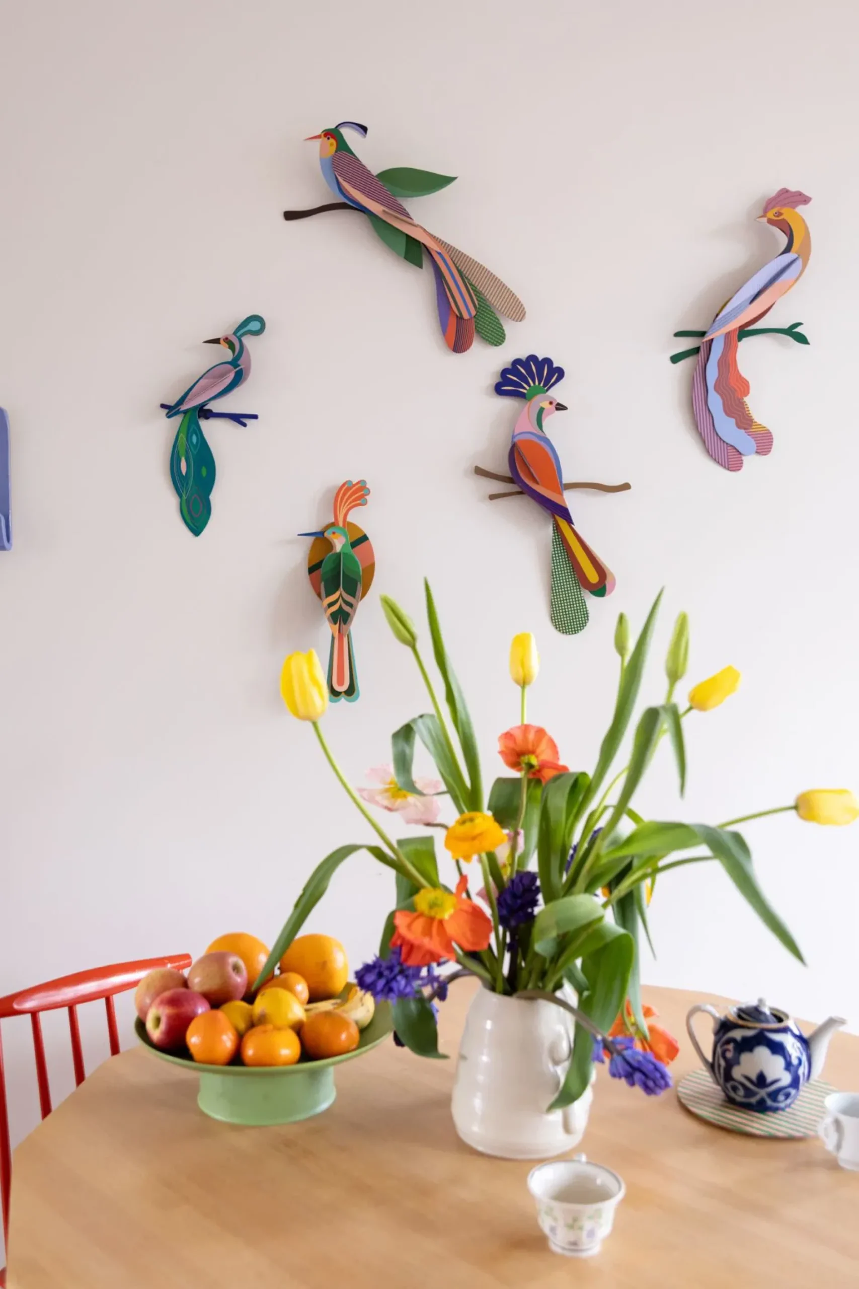 Wanddeko Papier 'Leuchtender Vogel'