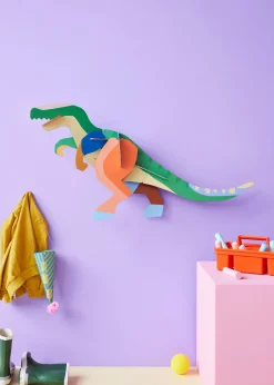 Wanddeko Papier 'Leuchtender T-Rex-Bastelspaß'