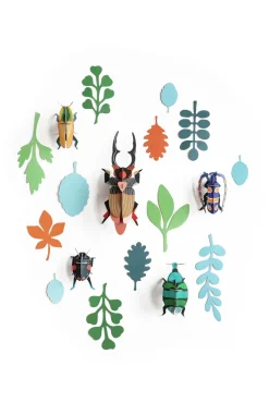 Wanddeko Papier 'Leuchtendes Käfer-Set'