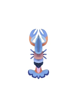 Wanddeko Papier 'Moderner Hummer'