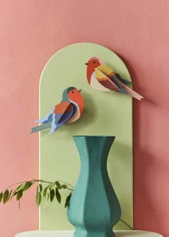 Wanddeko Papier 'Rotkehlchen-Duo'