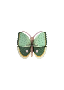 Wanddeko Papier 'Smaragd-Schmetterlings-Trio'