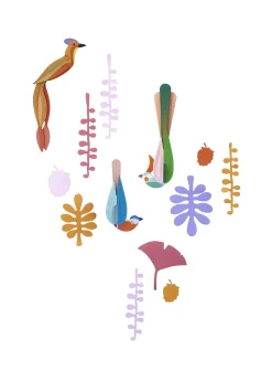 Wanddeko Papier 'Tropenvögel-Set'