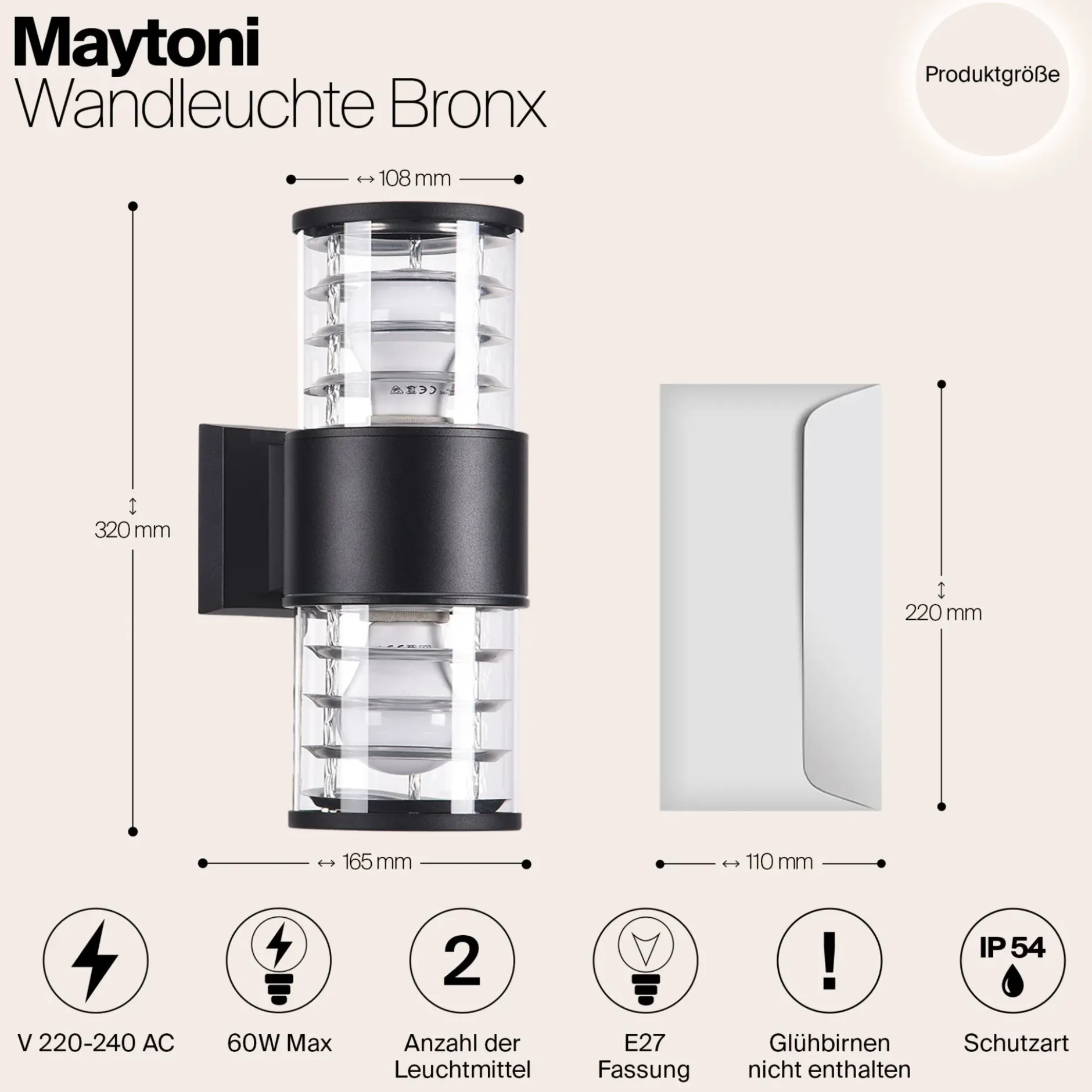 Wandleuchte 'Bronx 2'