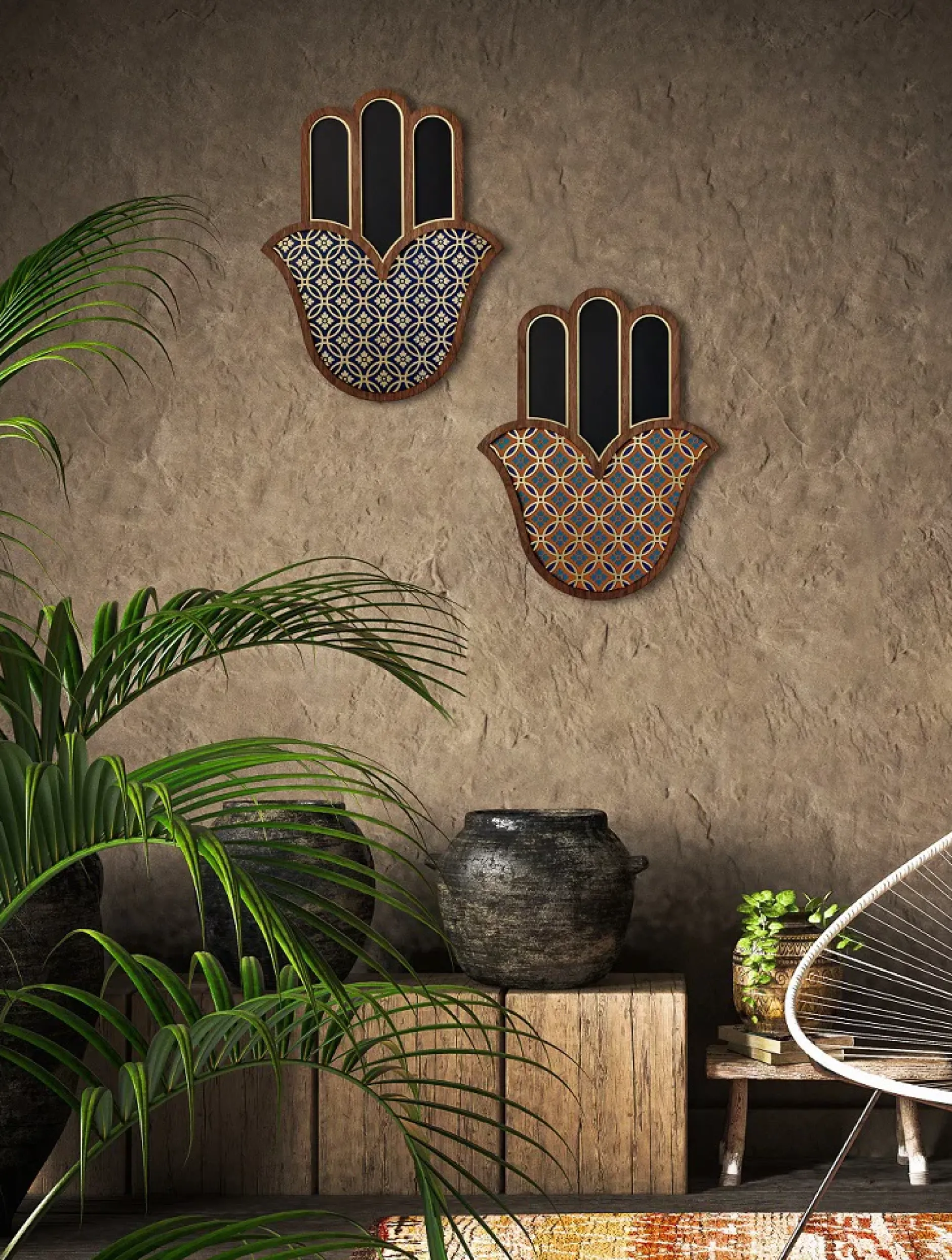 Wandmaske 'Grand Hamsa #2'