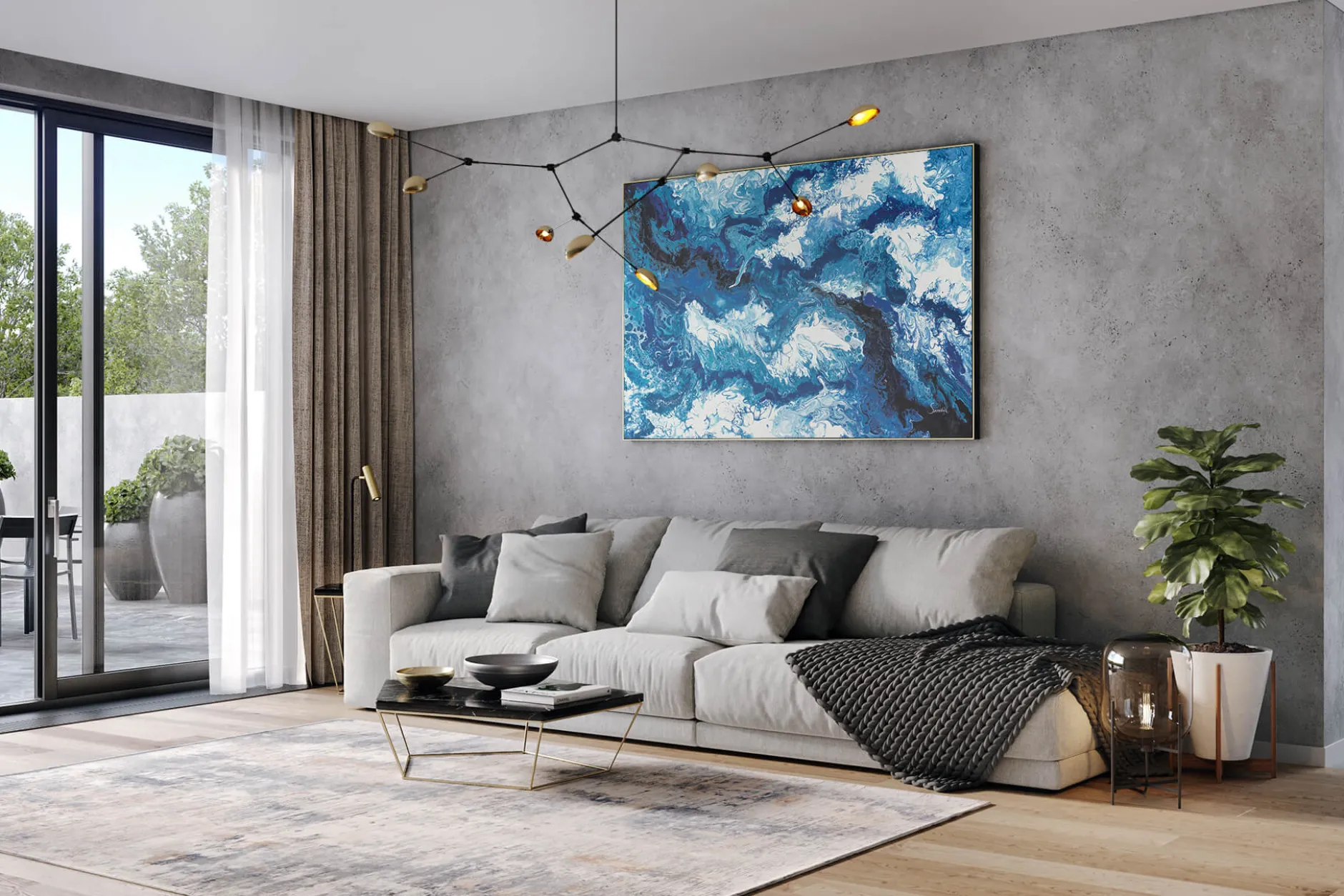 XXL Gemälde 'Wolkenlandschaft' | Handgemaltes Unikat