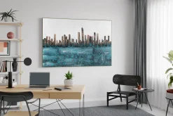 XXL Öl Gemälde 'Aquatic City' | Handgemaltes Unikat