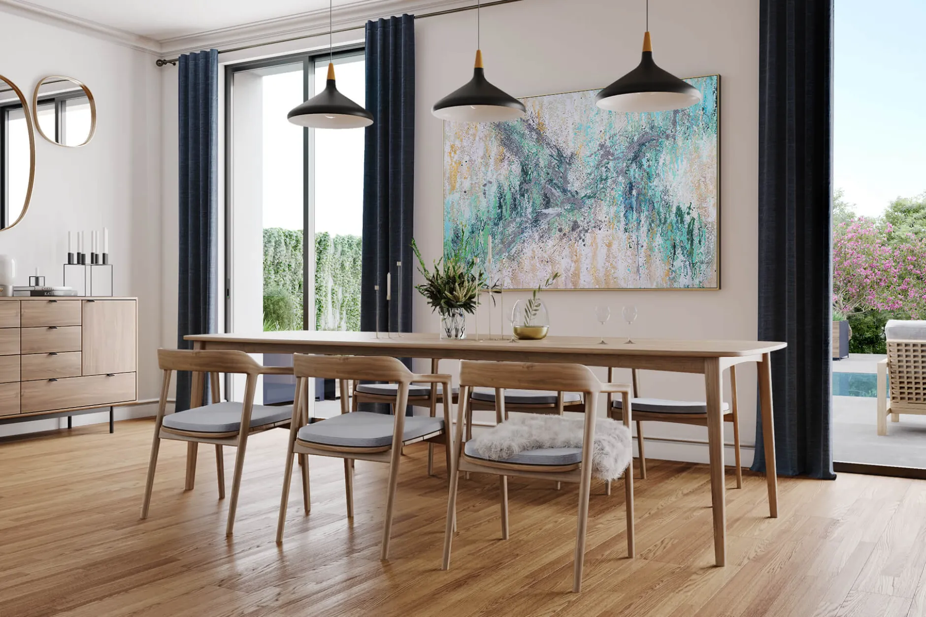 XXL Öl Gemälde 'Azure Splash' | Handgemaltes Unikat