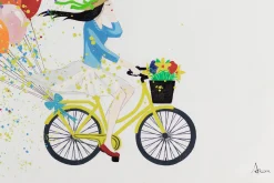 XXL Öl Gemälde 'Balloons Bike' | Handgemaltes Unikat
