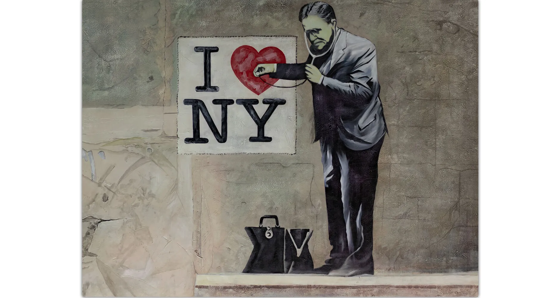 XXL Öl Gemälde 'Banksy in New York' | Handgemaltes Unikat