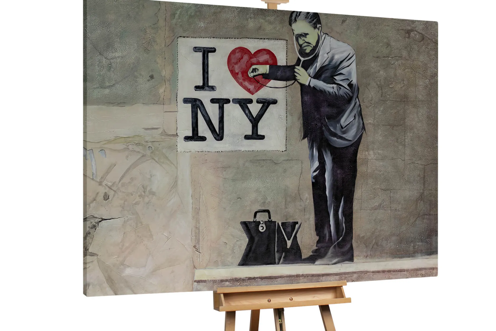 XXL Öl Gemälde 'Banksy in New York' | Handgemaltes Unikat
