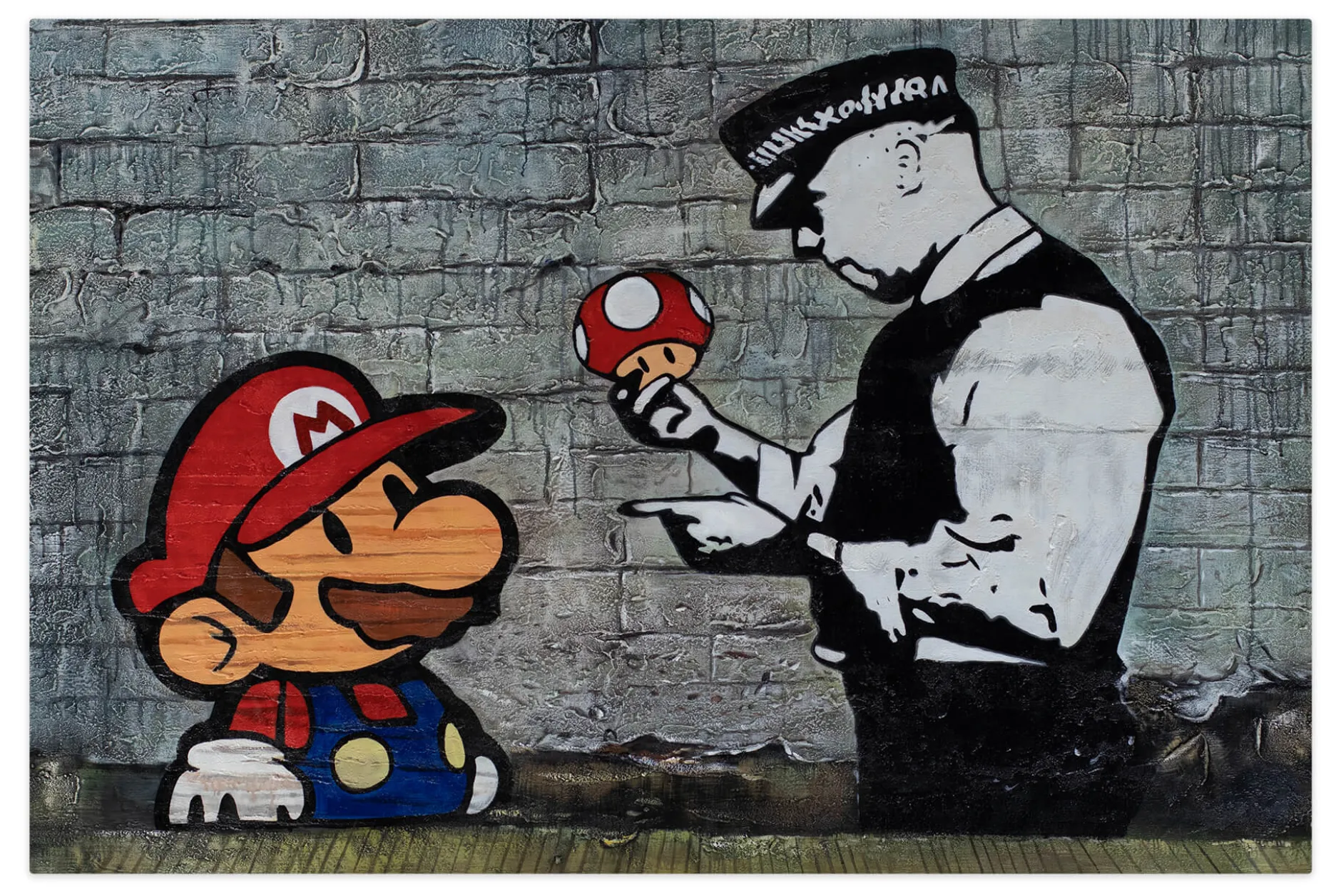 XXL Öl Gemälde 'Banksy's Mario' | Handgemaltes Unikat