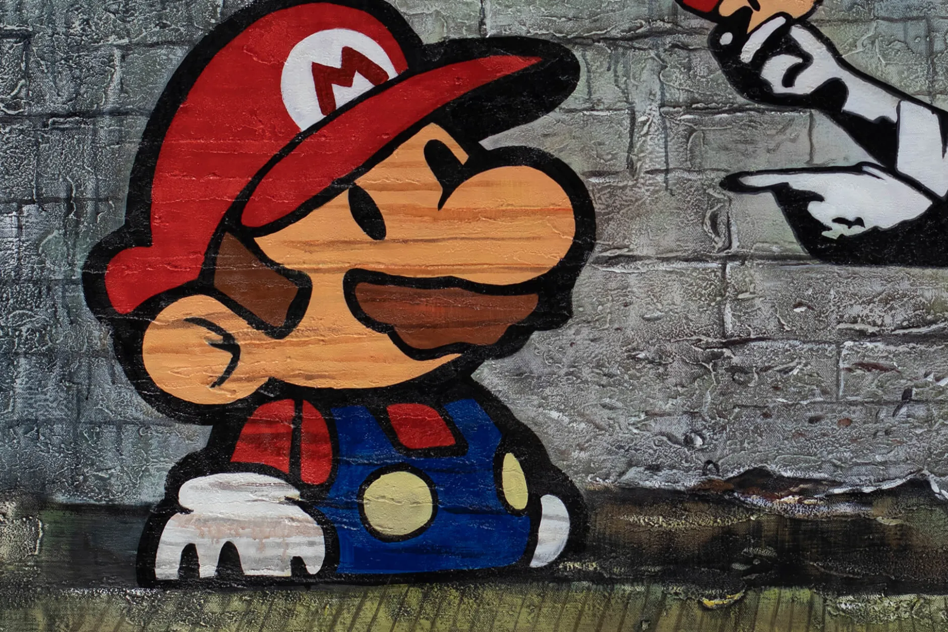 XXL Öl Gemälde 'Banksy's Mario' | Handgemaltes Unikat